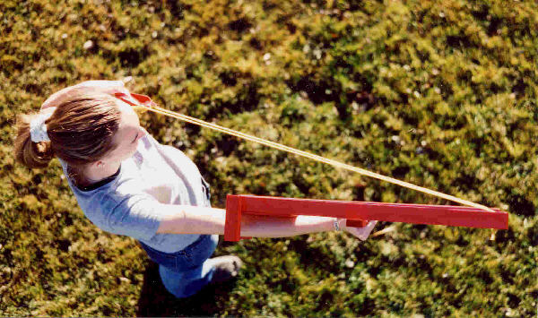 Launch a tennis ball so the line of the cords are 6 inches from the frame.